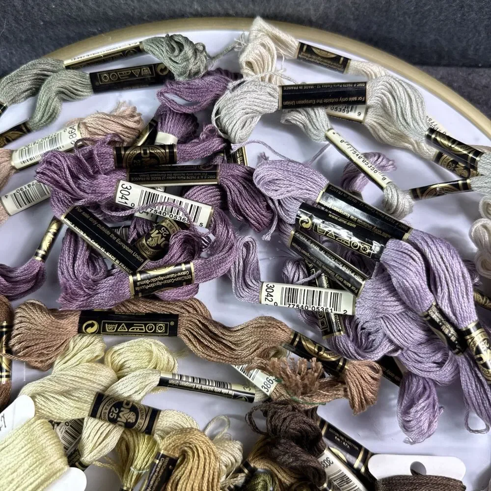Vintage DMC Embroidery Floss Lot 53 Pcs Assorted Colors Cotton Thread Cross Stit